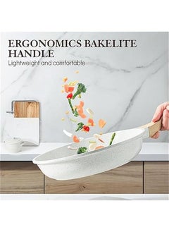 بيوينتي Nonstick Ceramic Frying Pan Skillet, 8-Inch Omelet Pan, Healthy Non Toxic Chef Pan, Induction Compatible Egg Pan with Heat Resistant Handle, PFAS-Free, White  - Image 4