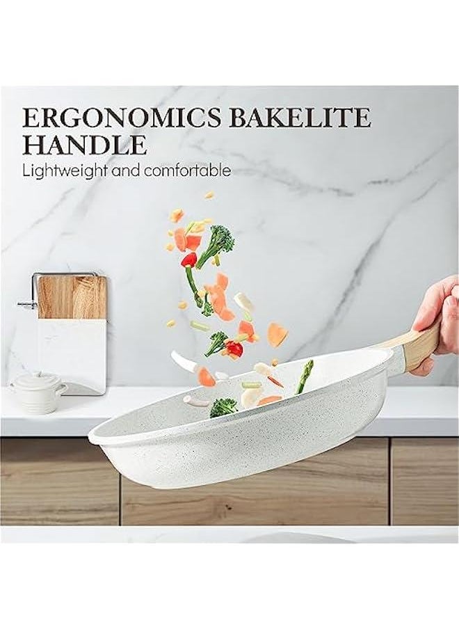 بيوينتي - Nonstick Ceramic Frying Pan Skillet, 8-Inch Omelet Pan, Healthy Non Toxic Chef Pan, Induction Compatible Egg Pan with Heat Resistant Handle, PFAS-Free, White - Image 1