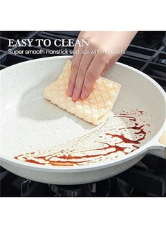 بيوينتي Nonstick Ceramic Frying Pan Skillet, 8-Inch Omelet Pan, Healthy Non Toxic Chef Pan, Induction Compatible Egg Pan with Heat Resistant Handle, PFAS-Free, White  - Image 5