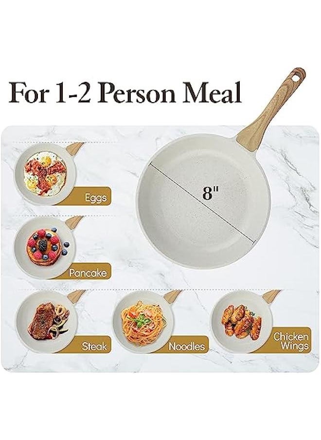 بيوينتي - Nonstick Ceramic Frying Pan Skillet, 8-Inch Omelet Pan, Healthy Non Toxic Chef Pan, Induction Compatible Egg Pan with Heat Resistant Handle, PFAS-Free, White - Image 1