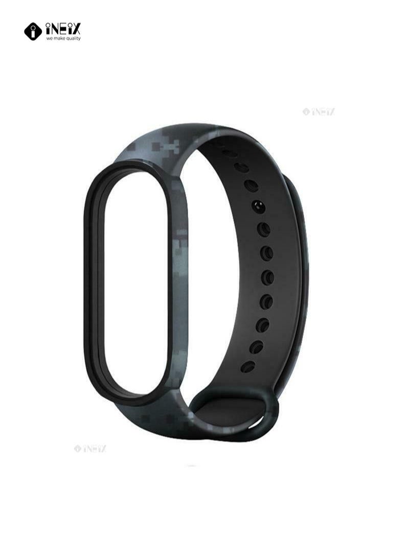 INEIX Soft Silicone Replacement Strap For Xiaomi Mi Band 6 - Digital Camouflage  - Image 3