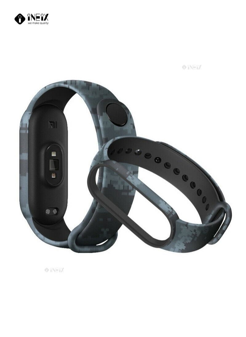 INEIX Soft Silicone Replacement Strap For Xiaomi Mi Band 6 - Digital Camouflage  - Image 2