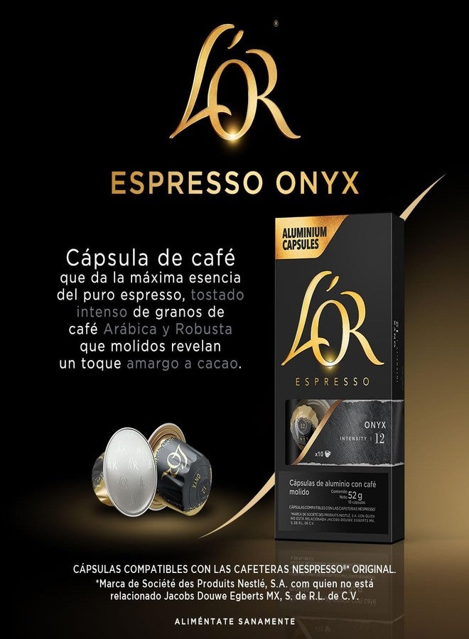 L'OR Espresso Capsules, 10 Count Onyx, Single-Serve Aluminum Coffee Capsules Compatible with the L'OR BARISTA System & *Nespresso Original Machines, 10 Count (Pack of 1) - Image 3