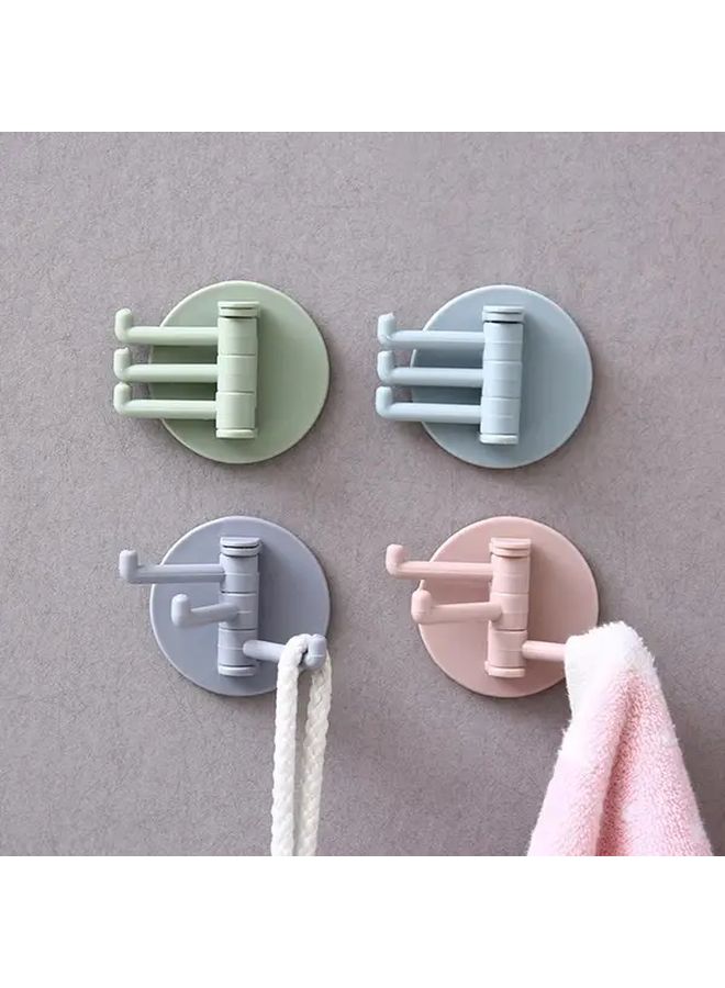 2Pcs Pink Non Marking Rotating Hook Wall Mounted Plastic Towel Holder For Bathroom Kitchen Home Organization No Drill Installation Space Saving Easy Clean - Image 2