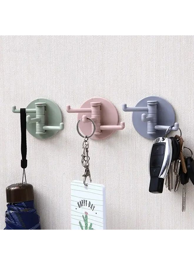 2Pcs Pink Non Marking Rotating Hook Wall Mounted Plastic Towel Holder For Bathroom Kitchen Home Organization No Drill Installation Space Saving Easy Clean - Image 1