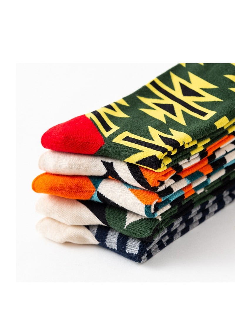 KASTWAVE Fun Casual Cotton Socks with Geometric Pattern Printing Men's Fun Dress Socks-Colorful Funny Novelty Dress Crew Socks Pack, Art Socks for Men Women  - Image 4