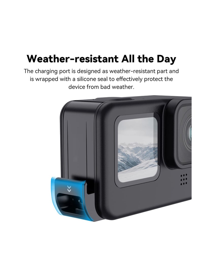 SYOSI Upgraded Battery Door Cover for GoPro 12 11 10 9, Water Snow Resistant Protective Case Charger Type-C Charging Mount for Go Pro Hero 12 Hero 11 Hero 10 Hero 9 Black Battery Cover Go Pro Accessories  - Image 3