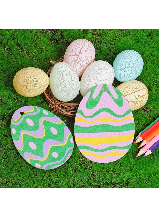 Yookat 50 Pieces Easter Egg Wooden Cutout Unfinished Wood Easter Egg Ornaments Egg Wood DIY Crafts Cutouts Easter Egg Unfinished Wood Slices for Painting Crafts and Easter Decorations (3.9 inch) - Image 5