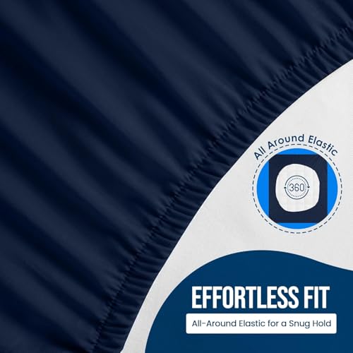 9villa 100% Waterproof Premium Cotton Feel Mattress Protector | Ultra Soft Breathable & Hypoallergenic Fitted Bed Protector Terry Cover | Fits Upto 10 Inches (Navy Blue, 72 x 48,4x6 Feet) - Image 3