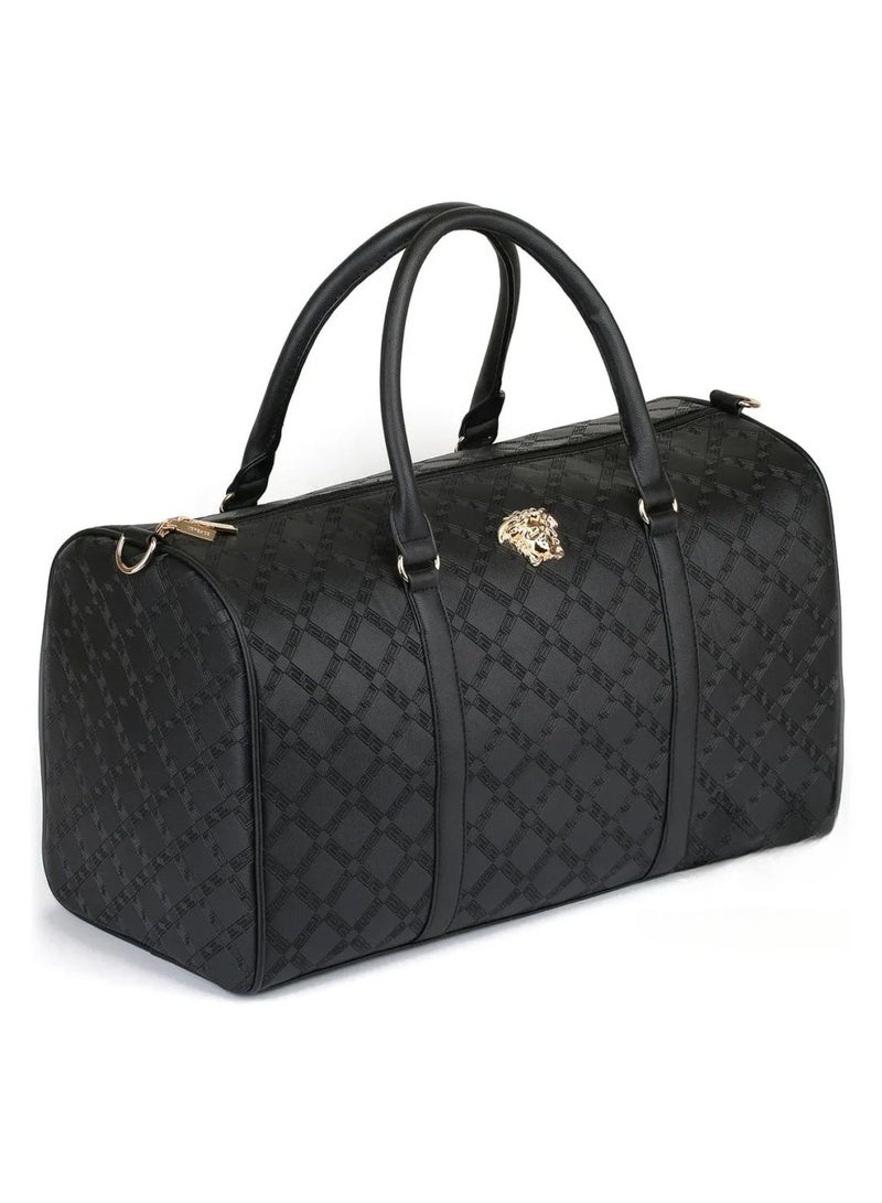 Versace Jeans Versace Black Leather Duffle Bag For Men  - Image 1