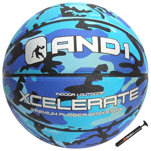AND1 Xcelerate Rubber Basketball: Official Regulation Size 7 (29.5 inches)- Deep Channel Construction Streetball, Made for Indoor Outdoor Basketball Games - Image 1