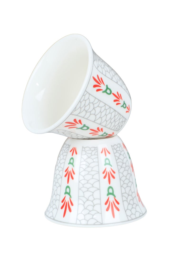 ALGHAFA Al-Ghafa bag of 6 coffee cups, white rose pattern, 80 ml grey  - Image 3