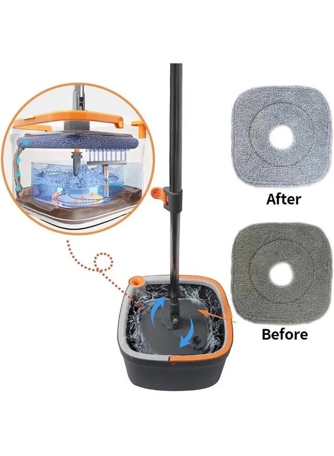 SAFENHAND Spin Floor Mop and Bucket Set for Professional Home Floor Cleaning System with Aluminum Handle/2-Washable Microfiber Pads Perfect Home + Kitchen Cleaner for Hardwood, Laminate (square) - Image 2