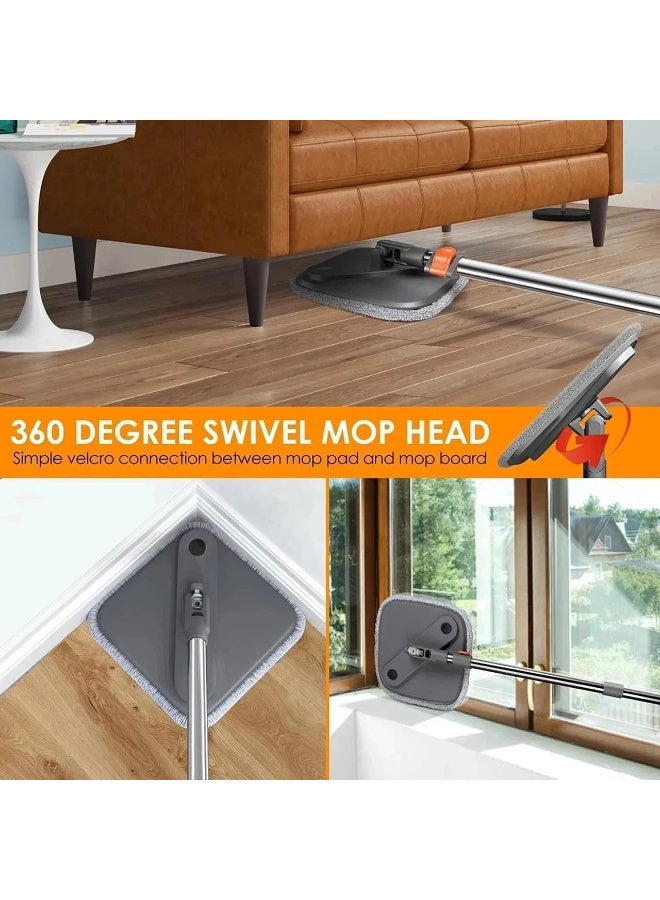 SAFENHAND Spin Floor Mop and Bucket Set for Professional Home Floor Cleaning System with Aluminum Handle/2-Washable Microfiber Pads Perfect Home + Kitchen Cleaner for Hardwood, Laminate (square) - Image 3
