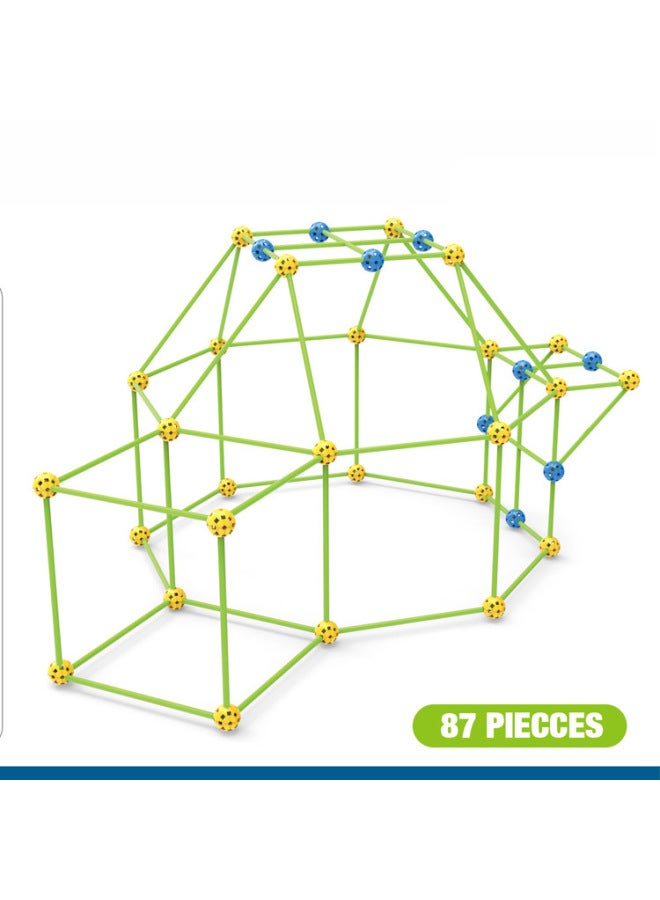 Piece DIY Tent Children's Educational Toys Piece Indoor Tent Piece Building Blocks-Color:Children's Diy Bead Tent 【87PCs, Luminous, Cloth】 BY-8004 - Image 3