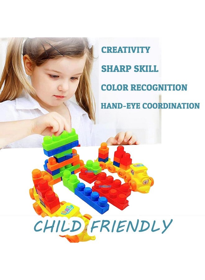 فنبلاست مكعبات بناء فن بلاست للأطفال - ألعاب مكعبات بناء محرك قطار بعجلات للأطفال، مكعبات بناء اصنعها بنفسك للأطفال، ألعاب مكعبات تعليمية وتعليمية للأطفال - أكثر من 40 قطعة (متعددة الألوان) - Image 5