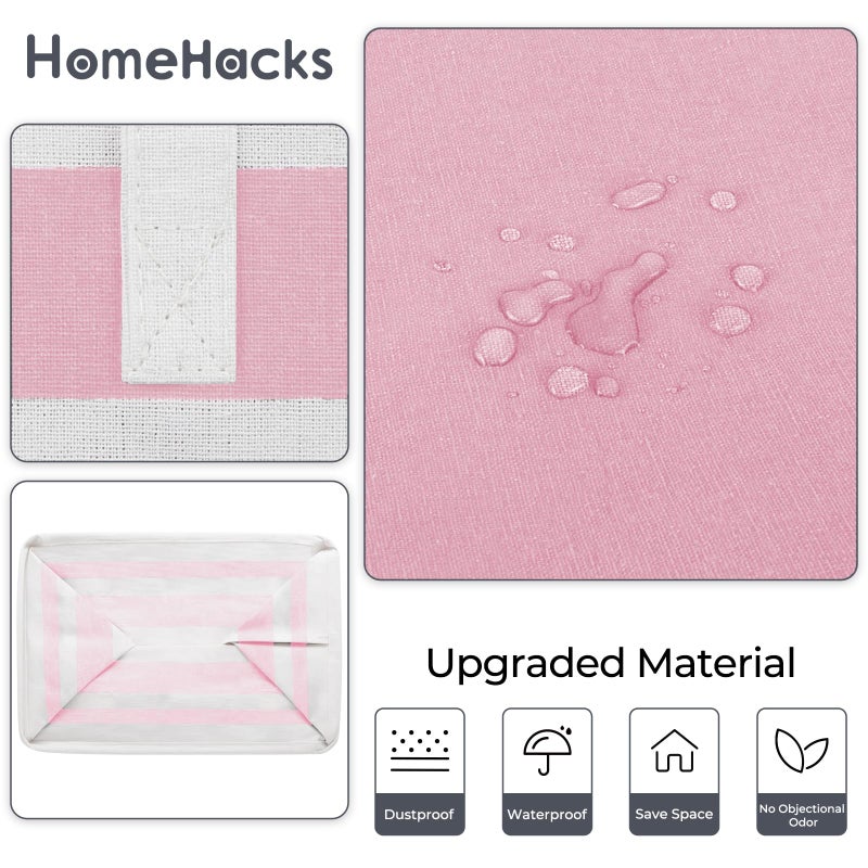 HomeHacks 2 Pack Large Laundry Baskets, Waterproof, Freestanding Laundry Hampers, Collapsible Clothes Hamper with Reinforced Handles in Laundry, College Dorm, Bathroom, Bedroom (Pink, 75Lx2) - Image 5