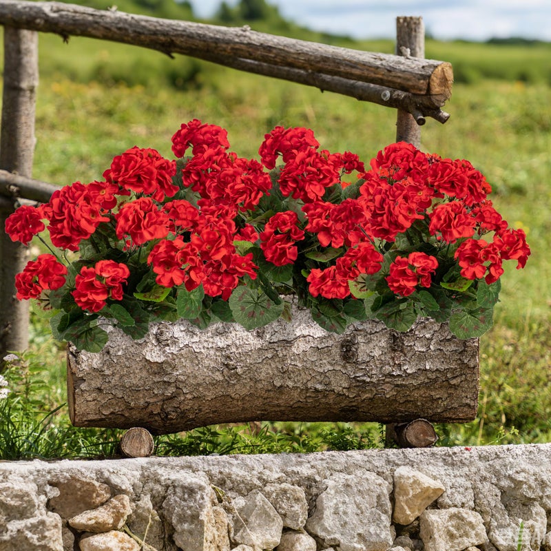 Uqueeten Artificial Flowers for Outdoors Artificial Geranium,8PCS Fake Flower Geranium Artificial Plant Home Decor,Silk Geraniums Artificial Flowers Realistic Outdoor Flower Decoration (Red) 14.4" - Image 5