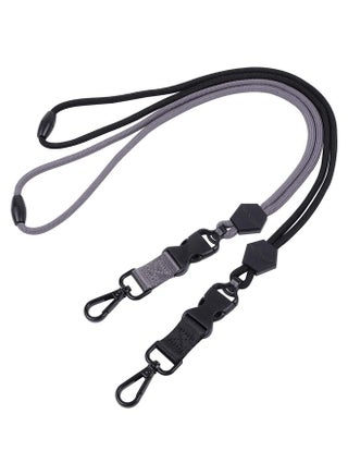 2 Pack Of 23 Inch Durable Round Cord Heavy Duty Lanyard With Safety Breakaway Buckle, Detachable Buckle And Metal Hook For Id Card Badge Holder And Keys - Black And Gray - pzsku/Z6A5A144EE4DA67617E75Z/45/_/1735214480/0ca52c9b-c658-4484-a0fc-d8a464d6c42c