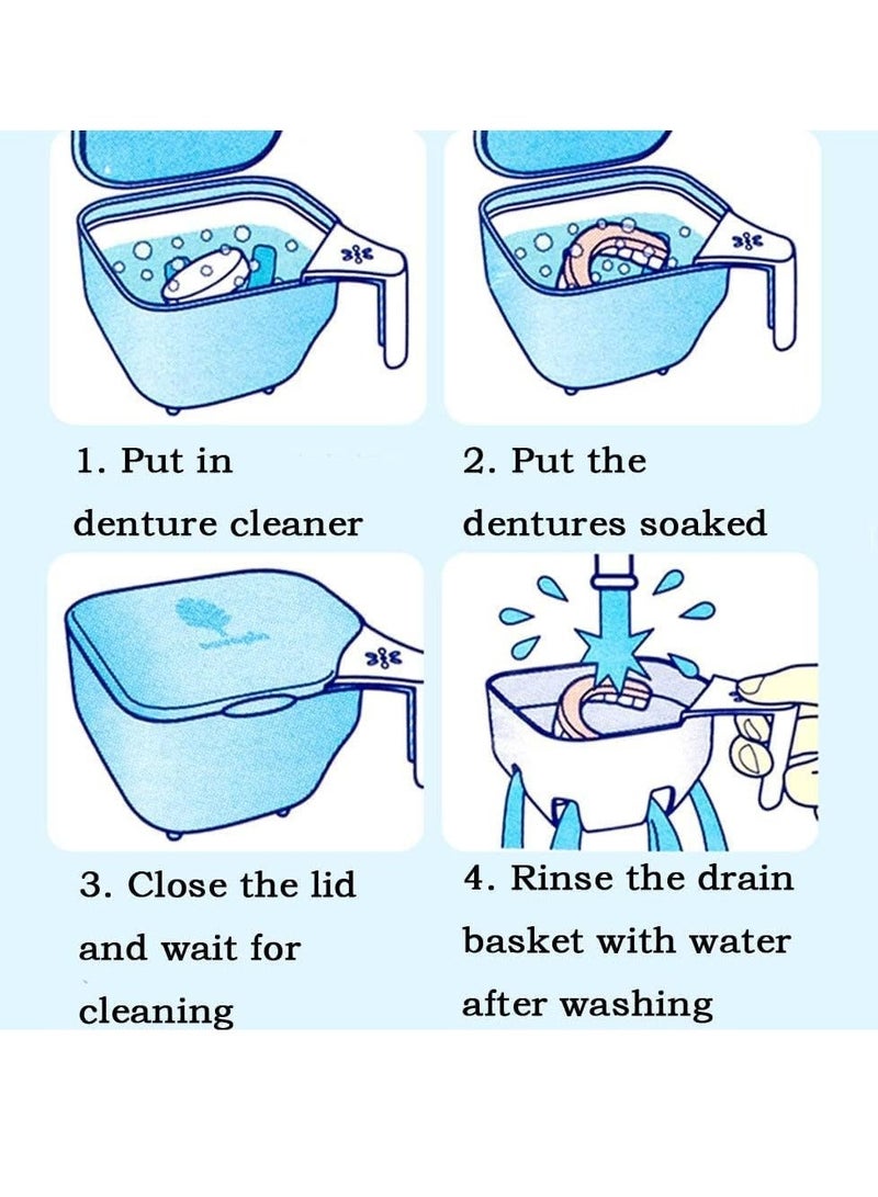 Denture Box Dental Bath Dual Purpose Hygienic Case for Storage and Immersion of Mouthguards, Ortho Retainers, Appliances