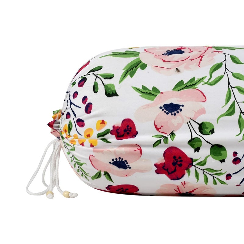 Kuber Industries Cotton Bolster Cover | Soft Bolster Pillow Cover for Bedroom, Living Room | Bolster Cover 16 X 32 | Pack of 2 | White & Pink - Image 3