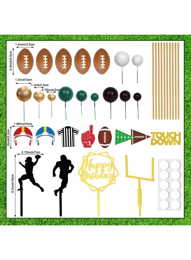 Hxezoc 28 Pieces Football Cake Topper Football Players Cupcake Toppers Rugby Ball Happy Birthday Cake Picks Sports Theme Cake Decorations for Football Game Day Birthday Party Baby Shower Supplies - Image 2