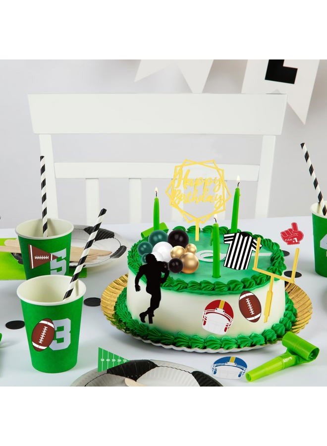Hxezoc 28 Pieces Football Cake Topper Football Players Cupcake Toppers Rugby Ball Happy Birthday Cake Picks Sports Theme Cake Decorations for Football Game Day Birthday Party Baby Shower Supplies - Image 3