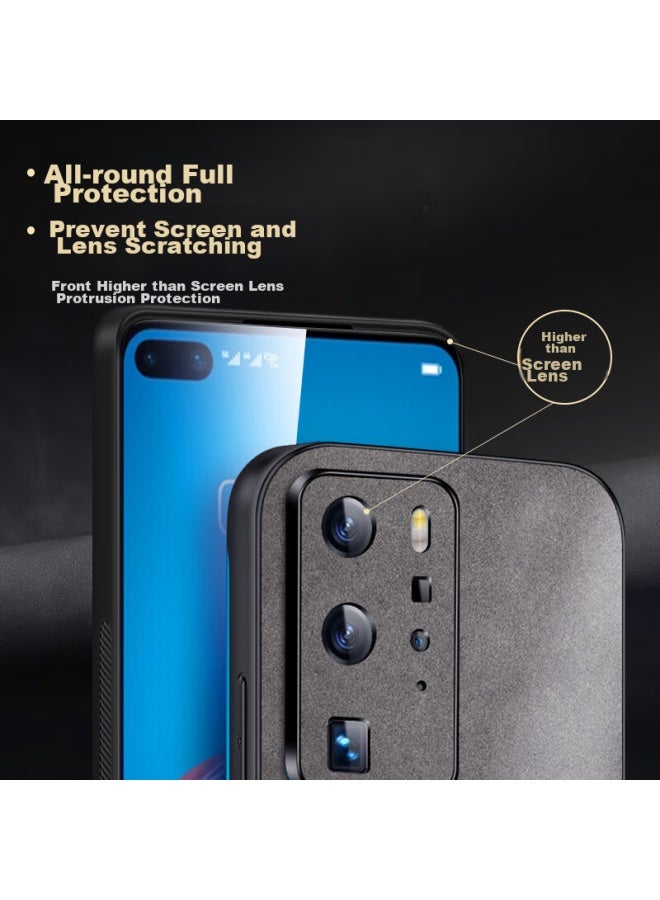 شانجزو Shangsu، مناسب لغطاء هاتف Huawei P40 Pro، غطاء واقي ضد الصدمات P40 Pro، غلاف ناعم مع حماية كاملة للعدسة، غلاف خارجي جلد حمل كلاسيكي فاخر وبسيط، غلاف جلد للنساء والرجال، Gray - Image 3