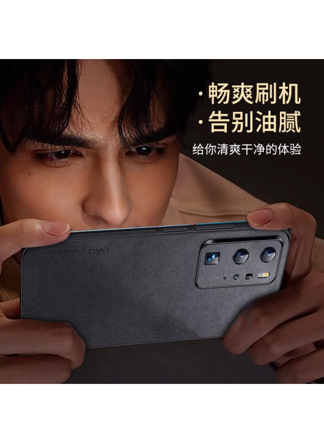 شانجزو Shangsu، مناسب لغطاء هاتف Huawei P40 Pro، غطاء واقي ضد الصدمات P40 Pro، غلاف ناعم مع حماية كاملة للعدسة، غلاف خارجي جلد حمل كلاسيكي فاخر وبسيط، غلاف جلد للنساء والرجال، Gray - Image 5