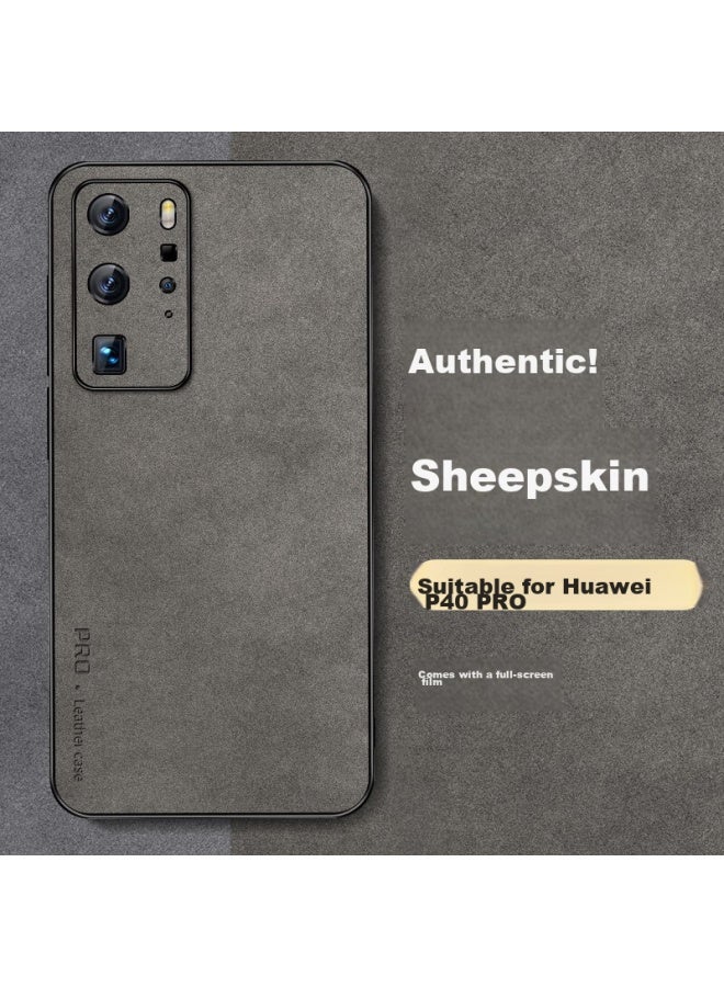 شانجزو Shangsu، مناسب لغطاء هاتف Huawei P40 Pro، غطاء واقي ضد الصدمات P40 Pro، غلاف ناعم مع حماية كاملة للعدسة، غلاف خارجي جلد حمل كلاسيكي فاخر وبسيط، غلاف جلد للنساء والرجال، Gray - Image 1