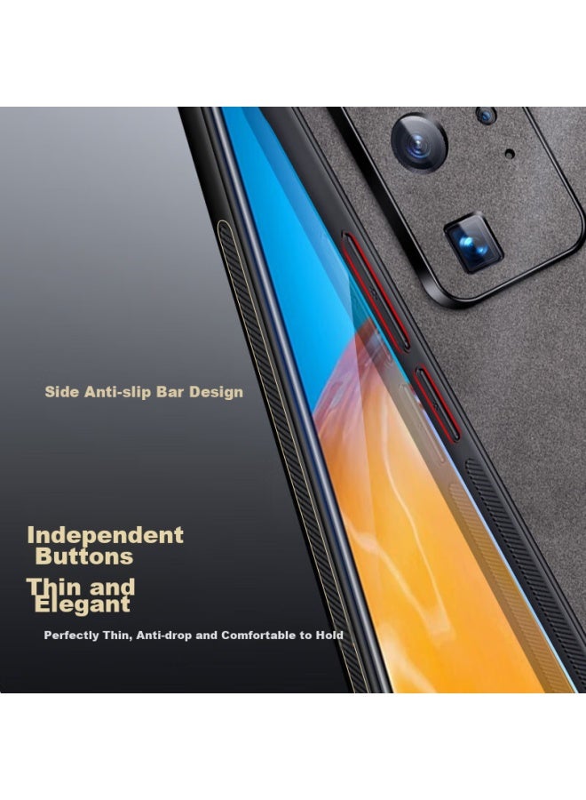 شانجزو Shangsu، مناسب لغطاء هاتف Huawei P40 Pro، غطاء واقي ضد الصدمات P40 Pro، غلاف ناعم مع حماية كاملة للعدسة، غلاف خارجي جلد حمل كلاسيكي فاخر وبسيط، غلاف جلد للنساء والرجال، Gray - Image 4