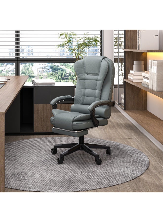 Castlery Ergonomic Office Chair, 90°-135° Reclining, Adjustable Height & 360° Swivel, High Back Executive Computer Desk Chair with Lumbar Support & Footrest, High-Density Foam（Grey） - Image 1