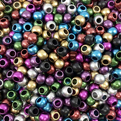 Craft Making Shop 400 Acrylic Large Hole Beads for Crafts 8mm x 10mm Acrylic Barrel Beads with 4.8mm Large Hole, Matte Multicolor Assortment - Image 1