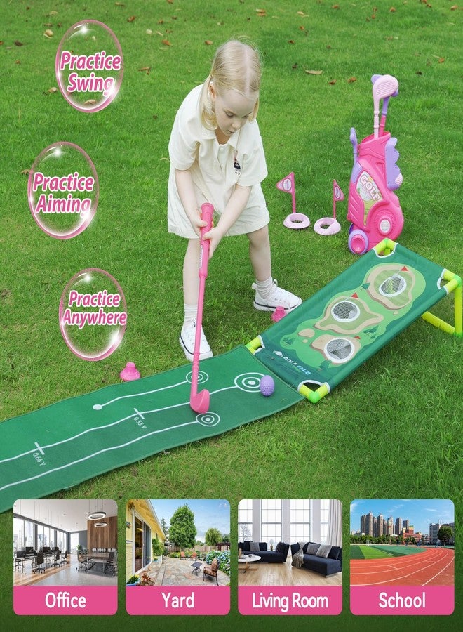 Liberry Toddler Golf Set for 2 3 4 Years Old Girls Boys, Upgraded Kids Golf Cart with Golf Cornhole Board & Putting Mat, Indoor and Outdoor Golf Toys Birthday Gift, Pink - Image 5