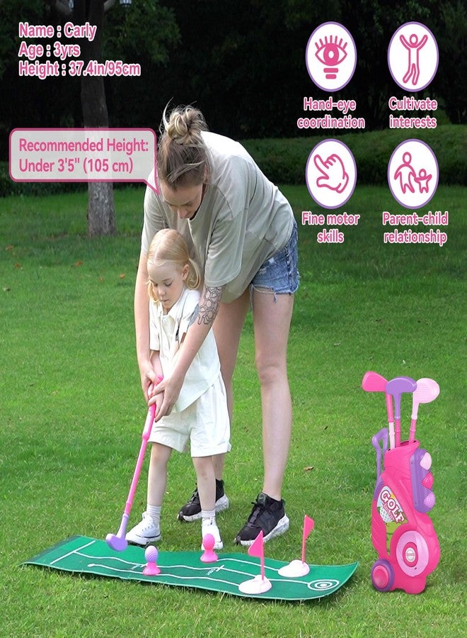 Liberry Toddler Golf Set for 2 3 4 Years Old Girls Boys, Upgraded Kids Golf Cart with Golf Cornhole Board & Putting Mat, Indoor and Outdoor Golf Toys Birthday Gift, Pink - Image 4