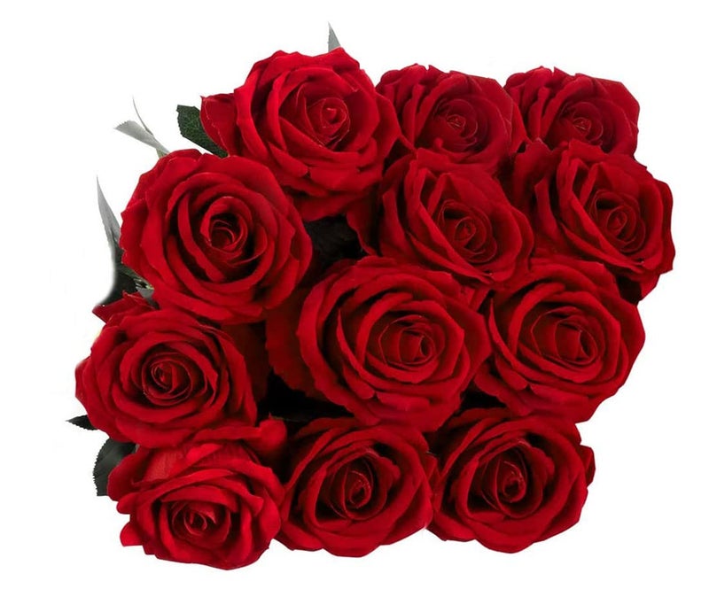 Tia Crafts Premium Flower Artificial Flowers for Home Decoration and Pooja (Red-12) - Image 1