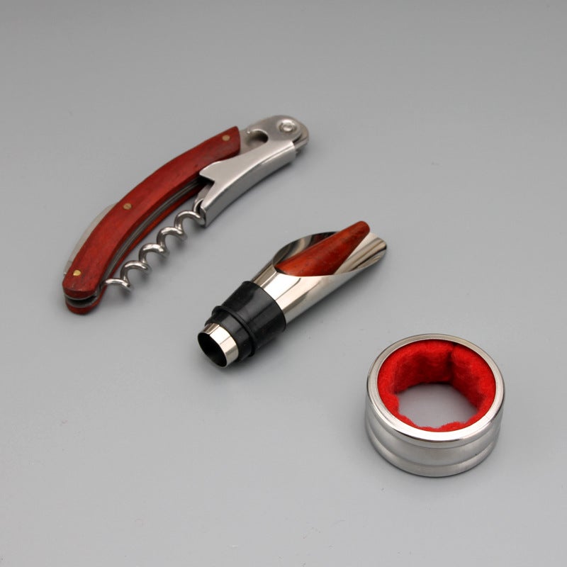 Wine Opener Set 3-Piece Gift Box mahogany bottle opener wine pours wine ring pp bag without box 