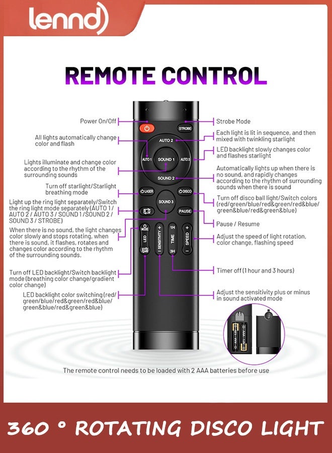 LENND Party Lights DJ Disco Light Disco Ball Lights with Star Projector Sound Activated Strobe for Parties, Bar, Birthday, Wedding, DJ, Pub, Holiday, Event Live Show, Christmas, Living Room, Decorations - Image 5