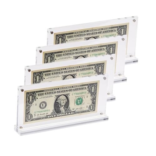 IEEK Acrylic Dollar Bill Display Case Dollar Frame Clear Paper Money Holders Currency Ticket Protector Paper Money Frame for Bill Collectors73 x 35 Inch4 Pack - Image 1