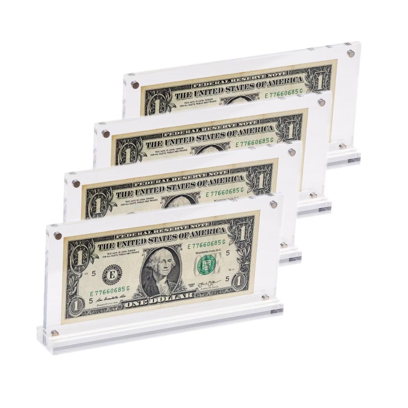 IEEK Acrylic Dollar Bill Display Case Dollar Frame Clear Paper Money Holders Currency Ticket Protector Paper Money Frame for Bill Collectors73 x 35 Inch4 Pack - Image 2