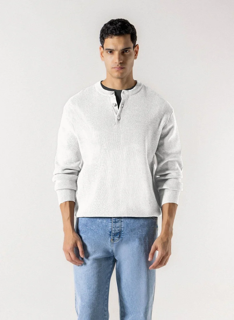 شايبس RIBBED HENLEY KNIT SWEATER