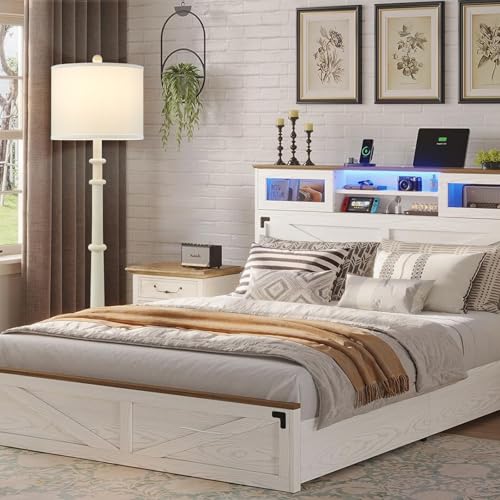 EJIAXIN Floor Lamps for Living Room - 60" Resin Farmhouse Floor Lamp with Adjustable Color Temperatures - Vintage Standing Lamp Reading Light with Linen Shade Retro Tall Lamp for Bedroom Office, Almond White - Image 5