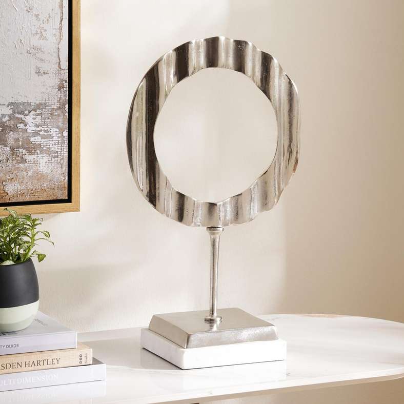 Pan Home Nickel Decor Sculpture With Marble Base