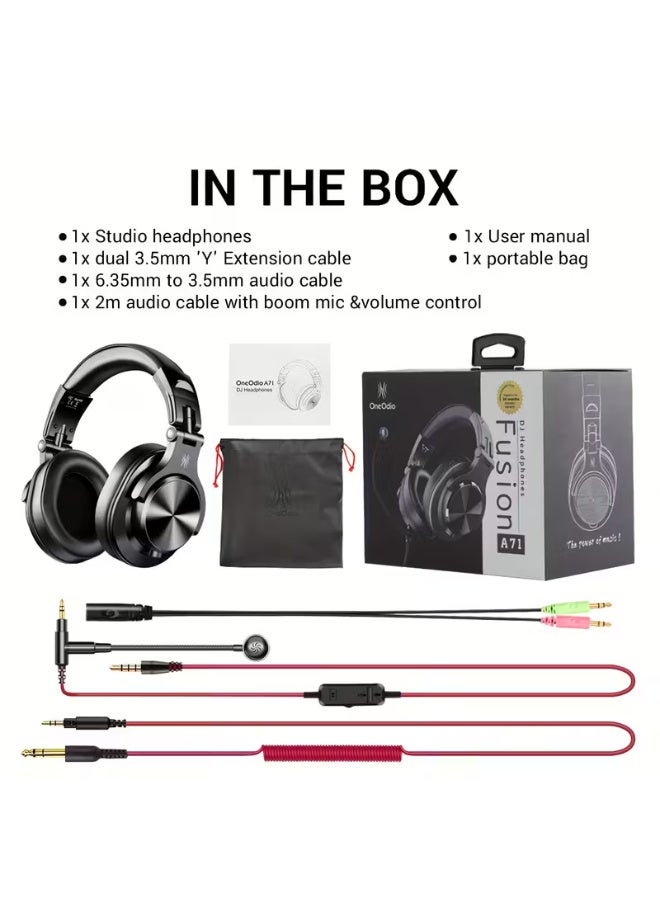 OneOdio A71m Professional Studio & Gaming Headset with Boom Mic - Over-Ear Wired Headphones, Hi-Res Audio, Noise Isolation, Compatible with PC, PS4, Xbox One, Skype, Zoom - Heavy-Duty Build, Detachable Cable, Compatible with Smartphones/ Tablets/ DJ/ Office - Ideal for Streaming, Recording, Music Production - Image 2