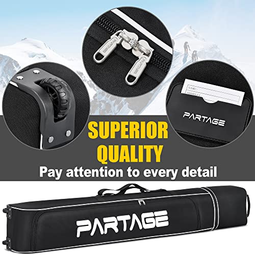 Partage Ski Bag - Ski Bag with Wheels Waterproof Ski Travel Bag Ski Boot Bag 600D Heavy Duty Oxford Fabric - Adjustable Length Up to 200cm Easy to Store and Transport Suitable for Men Women - Image 5