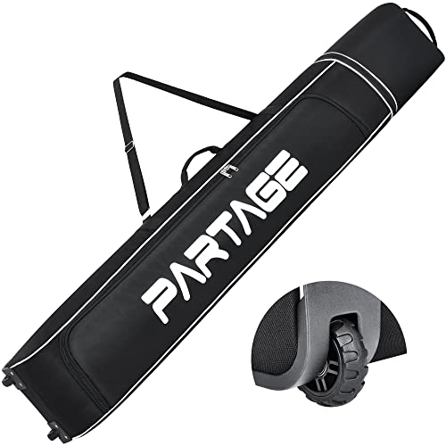 Partage Ski Bag - Ski Bag with Wheels Waterproof Ski Travel Bag Ski Boot Bag 600D Heavy Duty Oxford Fabric - Adjustable Length Up to 200cm Easy to Store and Transport Suitable for Men Women - Image 1