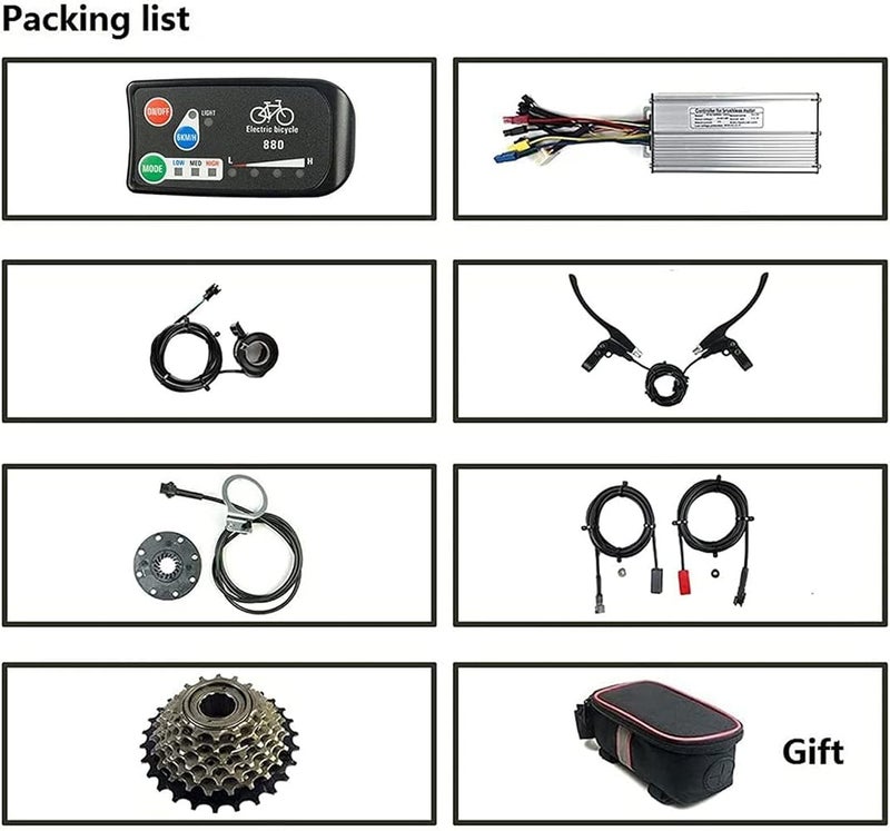 WZFANJIJ Electric Bicycle Waterproof Kit, Rear Motor Kit, with LCD3 Display, Wheel,26"-48v#1500w - Image 5