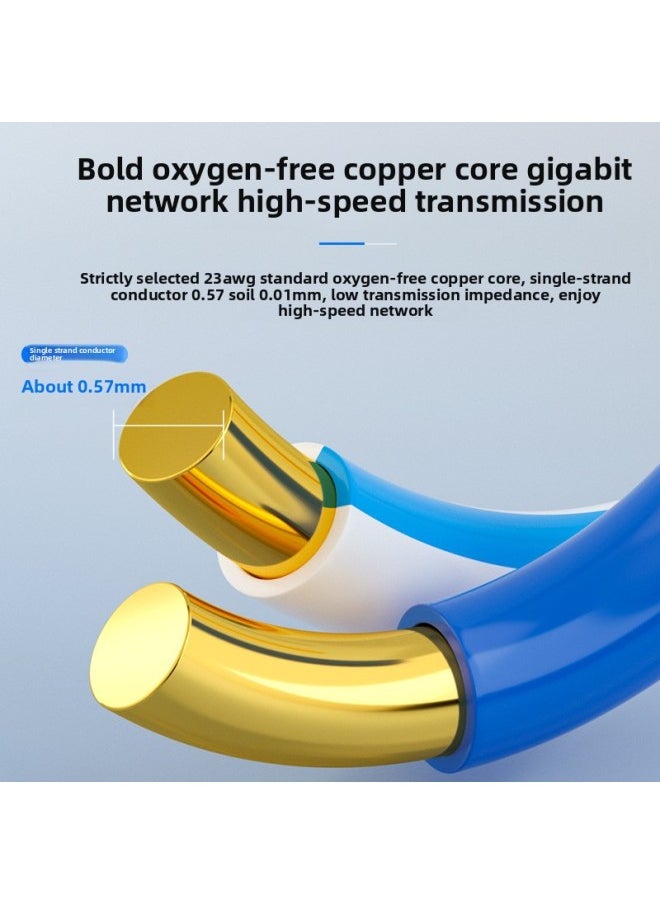 Generic Network Cable Apron Super Category 6 Category 6 Super Category 5 Twisted Pair Gigabit Home Monitoring POE Double Shielded Oxygen-Free Copper Network Cable-Color:Super Six [0.58 Pure Copper] Blue Home Decoration Project Optimization-Line Length:20 Meters  - Image 5