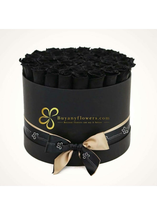 Buy Any Flowers - Charcoal Black Roses In A Black Flower Box Majestic - Image 1