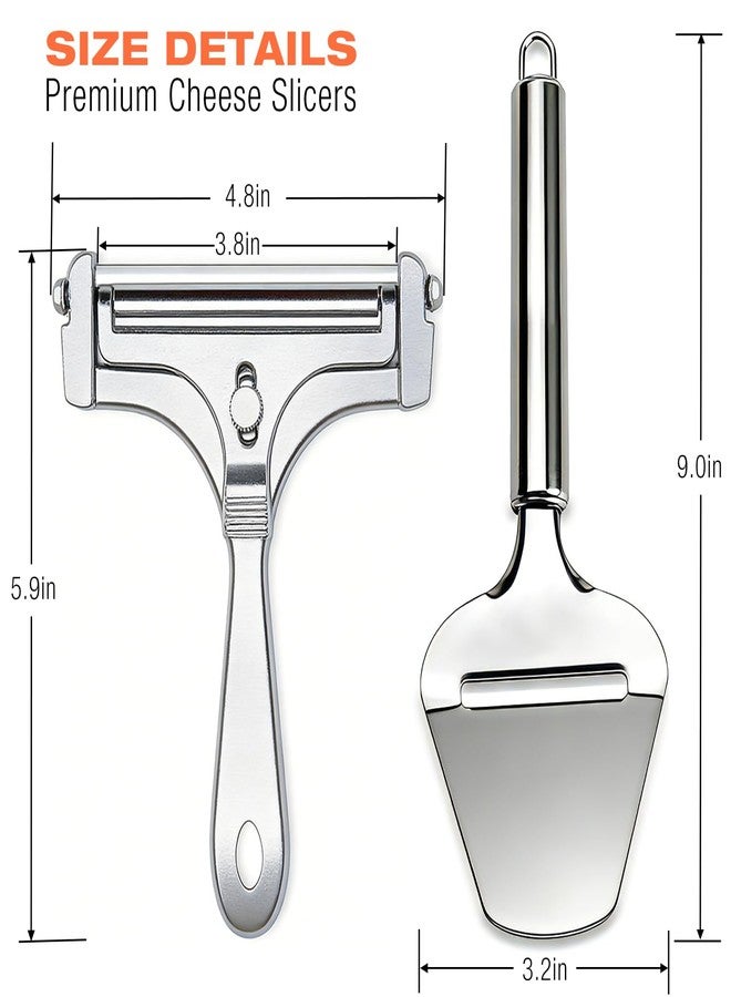 AIDOIT قطعتان من قطاعات الجبن، قطاعة جبن سلكية من الفولاذ المقاوم للصدأ من AIDOIT مع أداة تسوية الجبن، قطاعة جبن قابلة لتعديل السماكة مع 8 أسلاك إضافية للجبن الطري وشبه الصلب والصلب - Image 5
